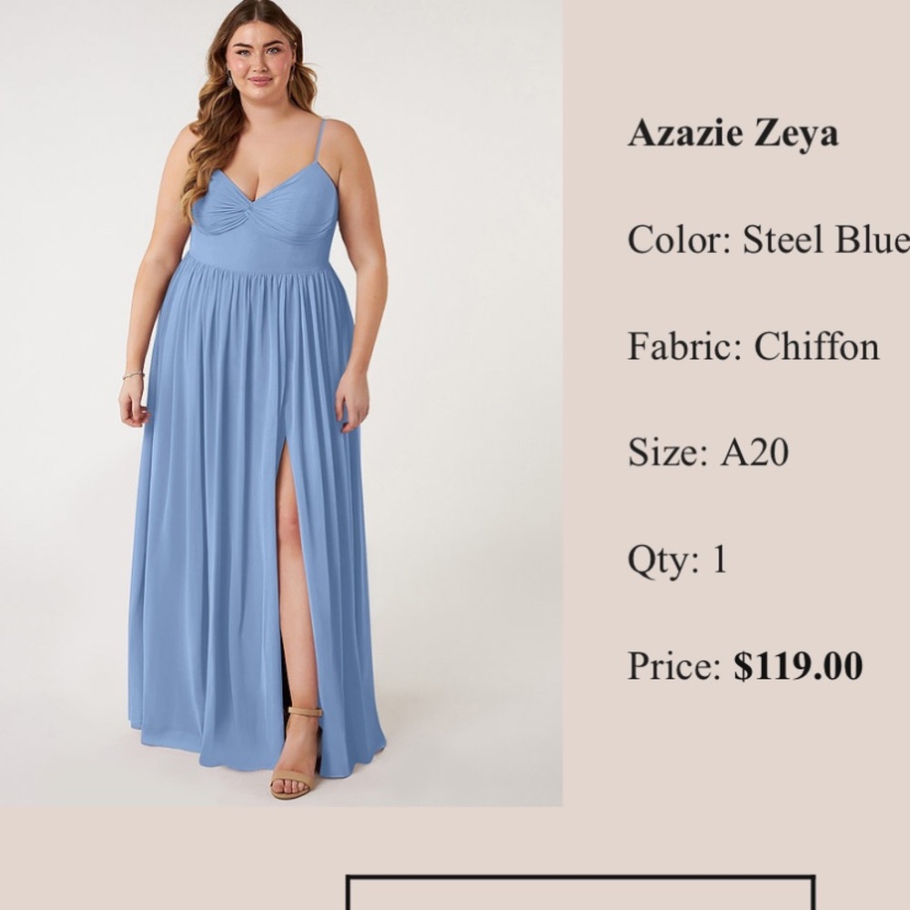 Azazie Steel Blue Chiffon Maxi Dress